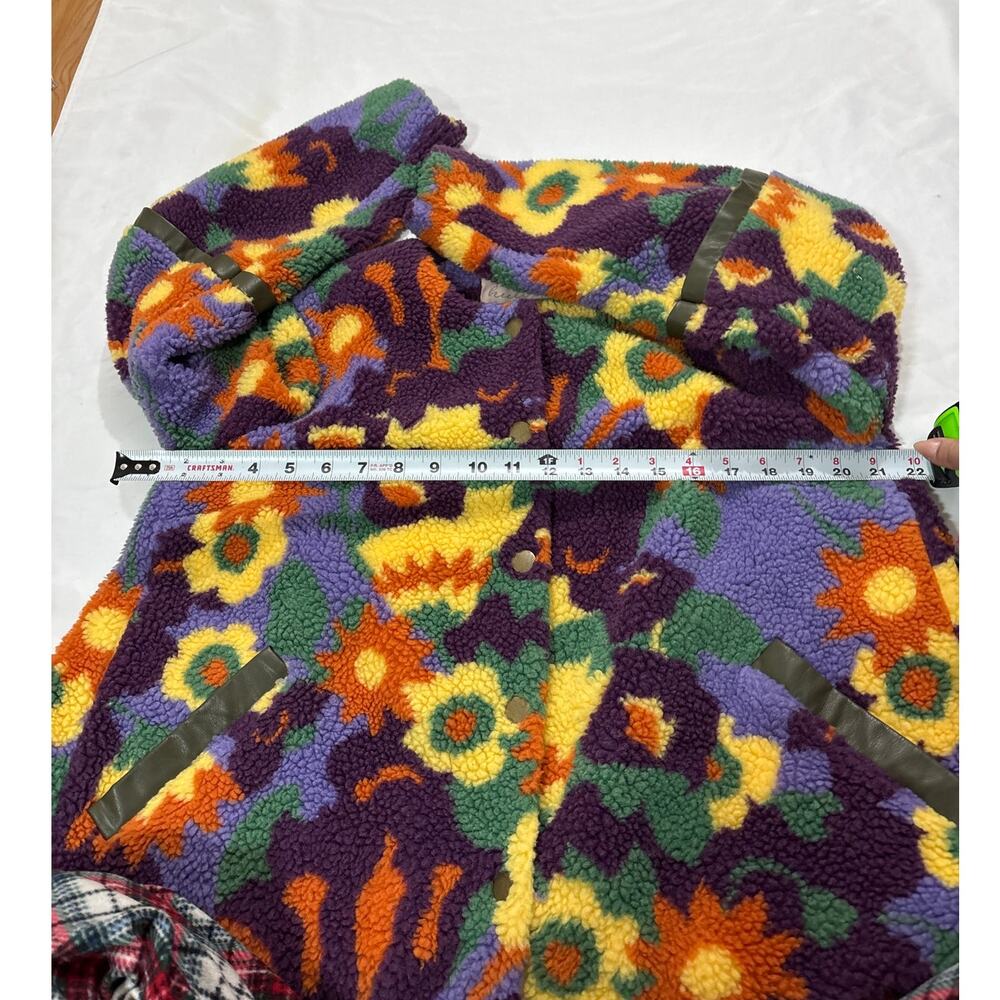 Anthropologie Hutch Women’s Medium Floral Faux Sherpa Jacket Maximalist Artsy - Picture 11 of 11